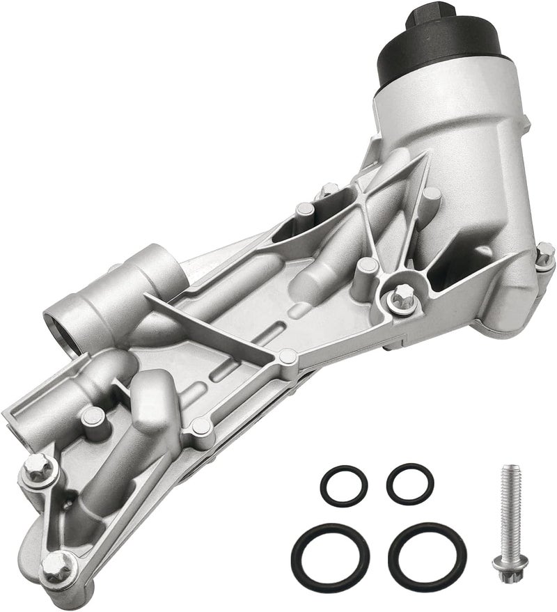 TINJO 93186324 Aluminum Engine Oil Cooler Fit for Chevy Aveo 2009-2011 Cruze 2011-2016 Sonic 2012-2018 Trax 2013-2019, for Buick Cascada 2016-2019, Oil Filter Housing Adapter Assembly Replace# 55353323 - Image 1